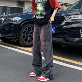 Threebooy Y2K Streetwear Baggy Pleated Stacked Jeans Pants For Men Clothing Straight Old Denim Trousers Pantalones Hombre